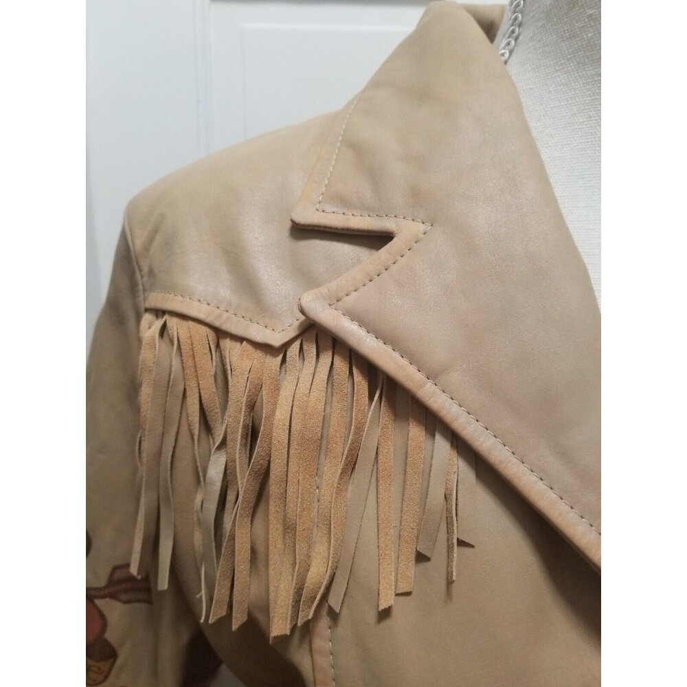 Vintage Scully Leather Jacket Fringe Rodeo Cowboy Love Ladies Size L Camel - Picture 6 of 12
